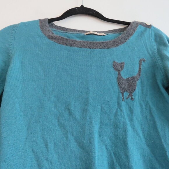 HUMAN WOMAN Y2K Cat Knit Cropped Sweater Top Teal Gray - Size M - Picture 7 of 12